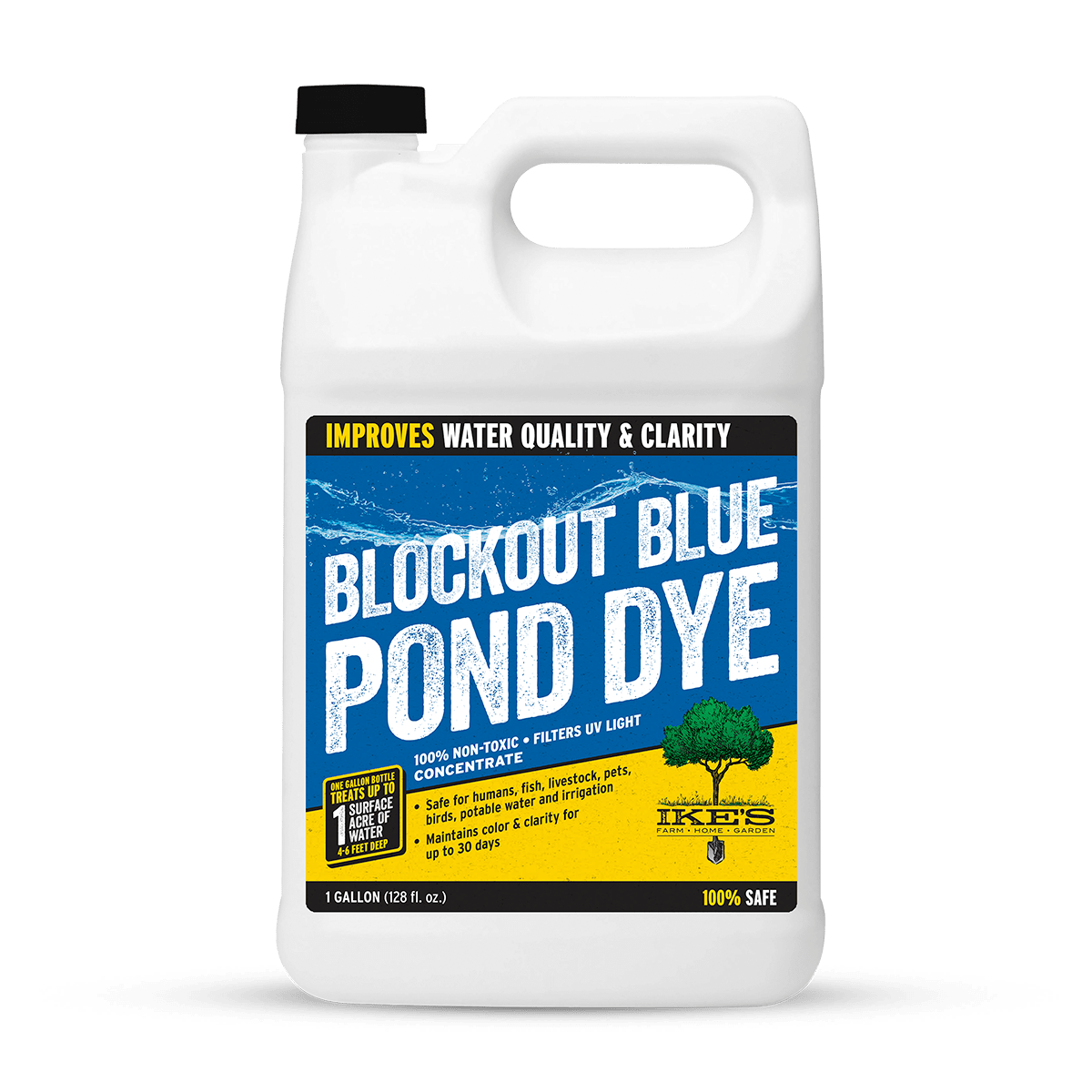 container of IKE'S Blockout Blue Pond Dye concentrate