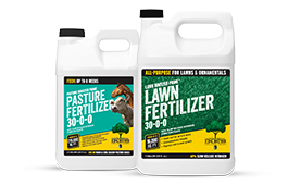 container of IKE'S Pasture Fertilizer 30-0-0 and Lawn Fertilizer 30-0-0