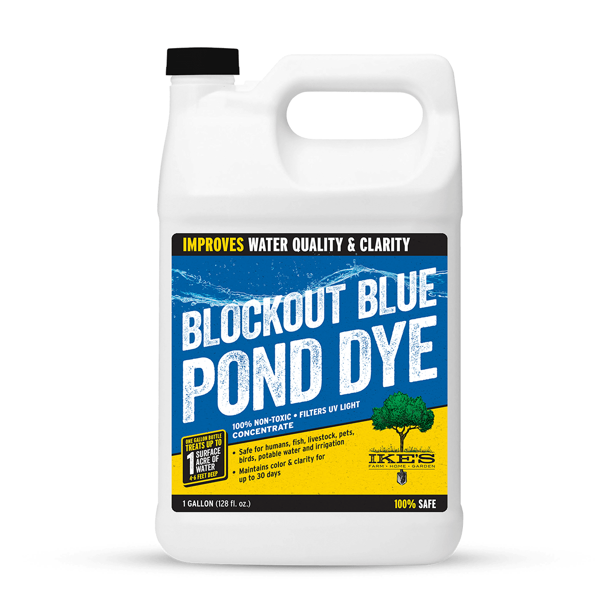 container of IKE'S Blockout Blue Pond Dye concentrate