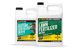 container of IKE'S Pasture Fertilizer 30-0-0 and Lawn Fertilizer 30-0-0